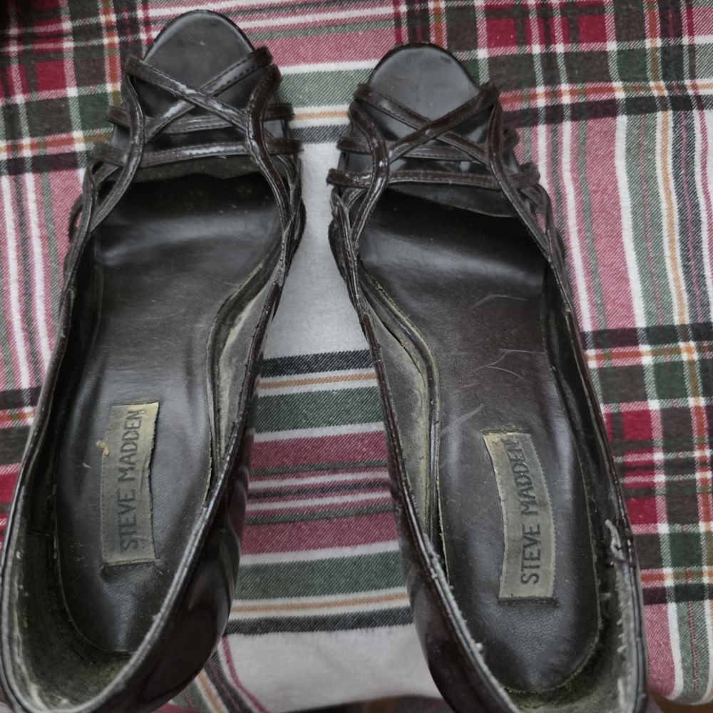 Steve Madden Dark BROWN Open Toe Heels